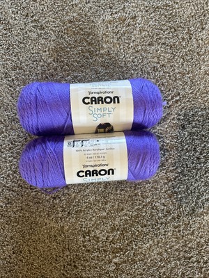 Lot of 2 Caron Simply Soft Yarn Grape Raisin Medium 6 oz 315 yards Brand New!
