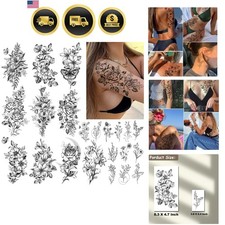 23 Sheets Flower Temporary Tattoos For Women - Waterproof Realistic Rose Orch...