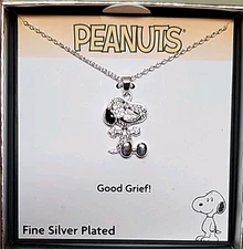 Peanuts GOOD GRIEF Fine Silver Plated Snoopy Necklace 