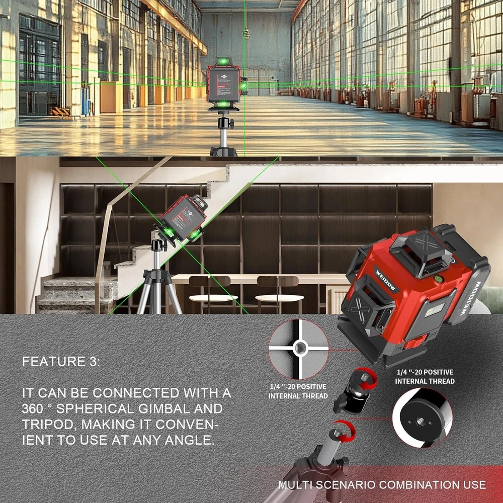 Laser Level 360 Self Leveling with Tripod 4D Cross Line Laser for Construction