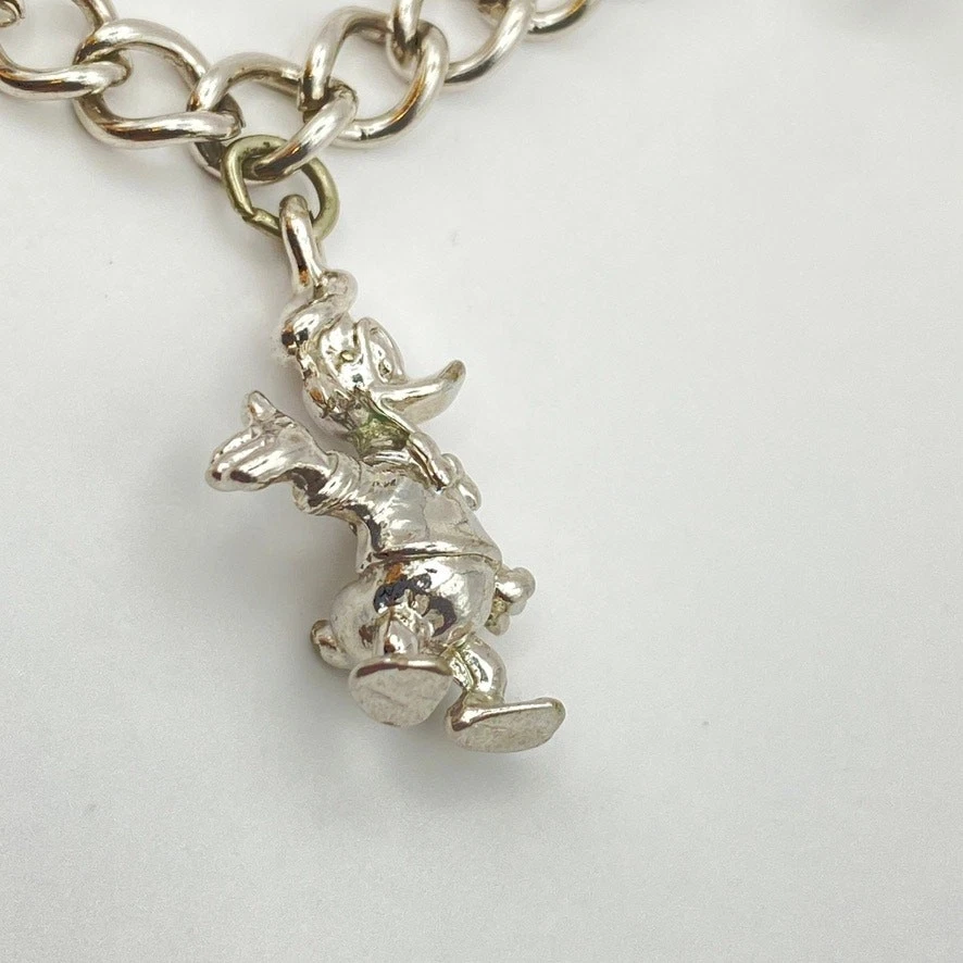 NUEVO SIN ETIQUETAS DISNEY Charm Pulsera Tono Plata Mickey Minnie Lucas Goofy Pluto - 6 3/4" Foto 3 de 4