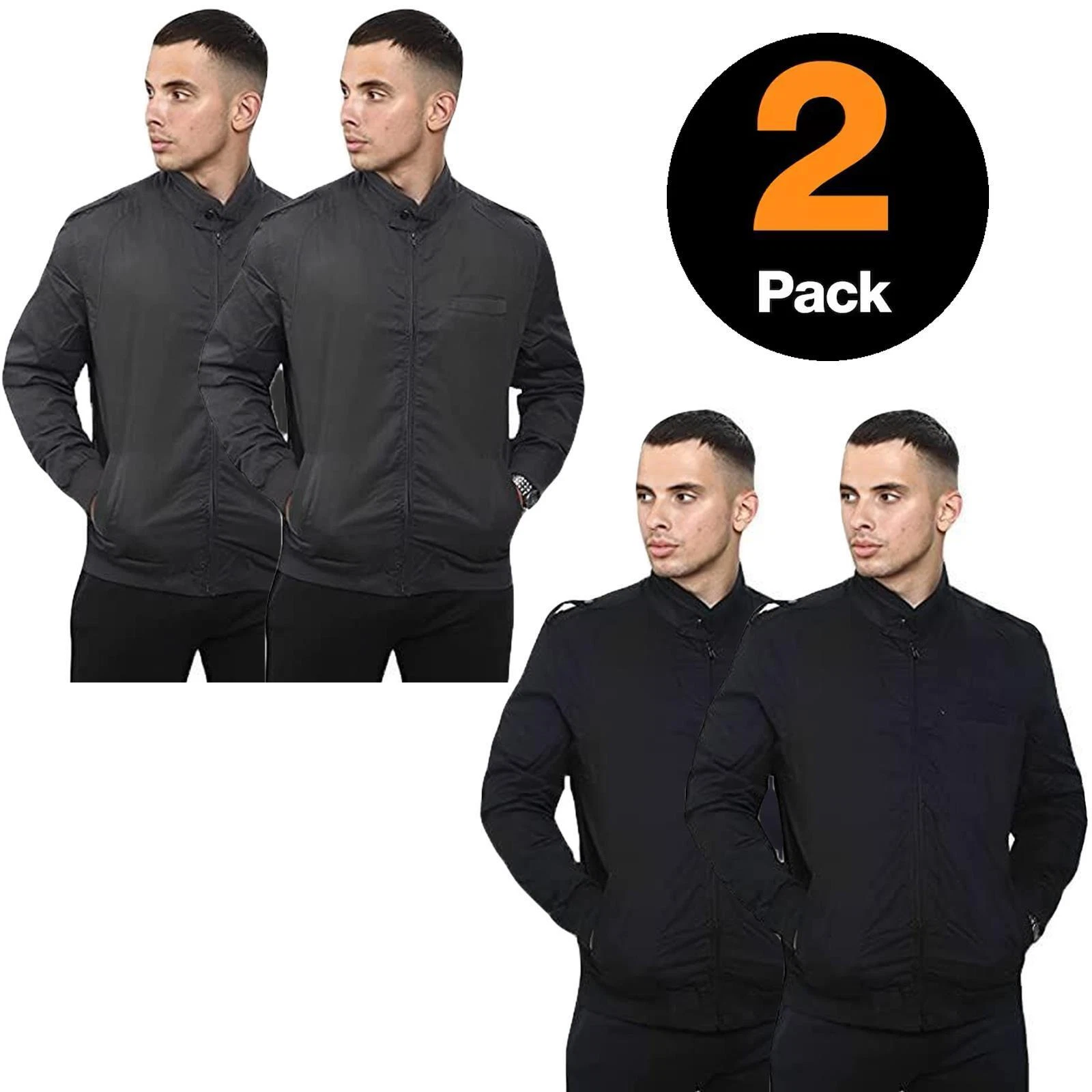 2 Pack Mens Jackets Casual Full Zip Multi Pockets Lightweight Cotton Coat S - XL
Opens in a new wind