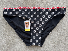 BNWT NEXT BLACK WHITE  RED FLORAL BIKINI BOTTOMS - SIZE 14 