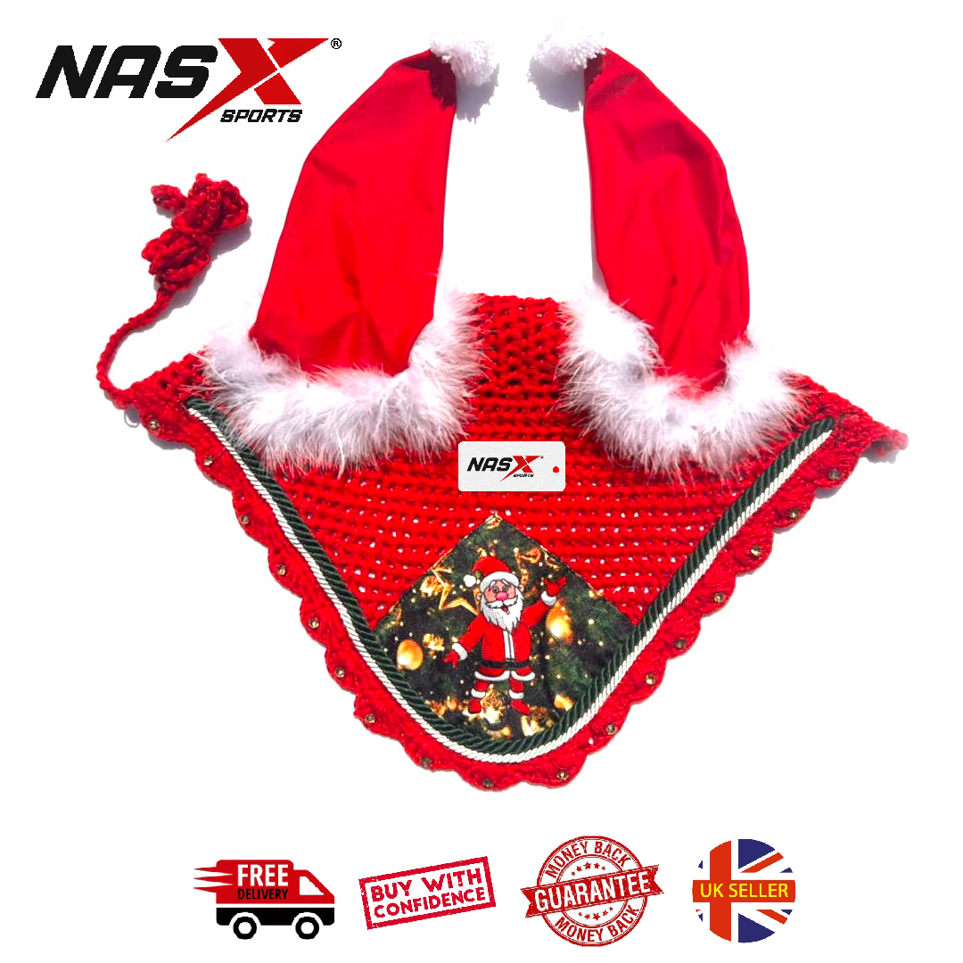 Cappello Natale Babbo Natale Cavallo Orecchio Cappello a Rete Cappuccio Maschera Vola Velo Completo Pony PANNOCCHIA