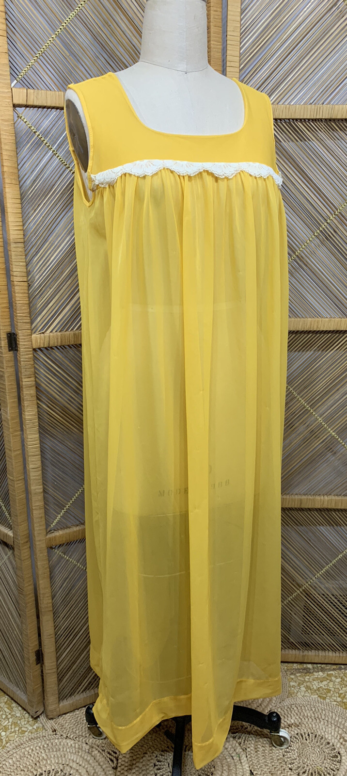 Vintage Nightgown 1960s Mod Sheer Medium Gem