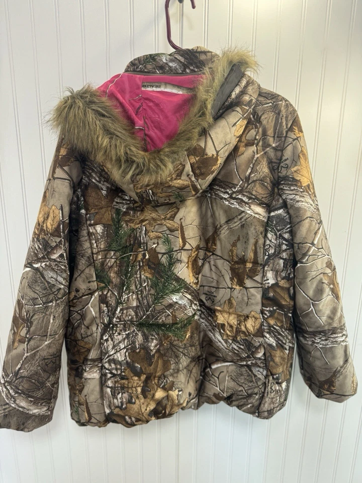 Real Tree Xtra Fur Hooded Puffer Jacket Womens 2XL Camo Full Zip Hunting - Image 2 of 4