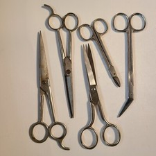 Lot of Five 5 Scissors Michigan Cutlery Wiss 766 Barber Sewing Shears