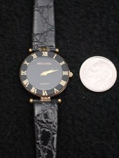 Wristwatch, Lady's, Simon Chang Leather Gold, France, 6 Jewel NOS 1980s France