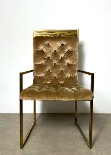 Vintage Mid Century Modern Bernhard Rohne Mastercraft Acid Etched Armchair 1970s - Picture 3 of 11