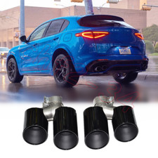For Alfa Romeo Stelvio 2017-2023 Black titanium Rear Exhaust Muffler Pipe Tips*2