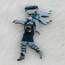 Vtg 1998 Liztech Signed woodland Sprite Fairy Brooch Pin