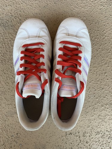 Adidas  VL Court 2.0 White Stripe Kids Sneaker Shoes Size 4 - Picture 6 of 9