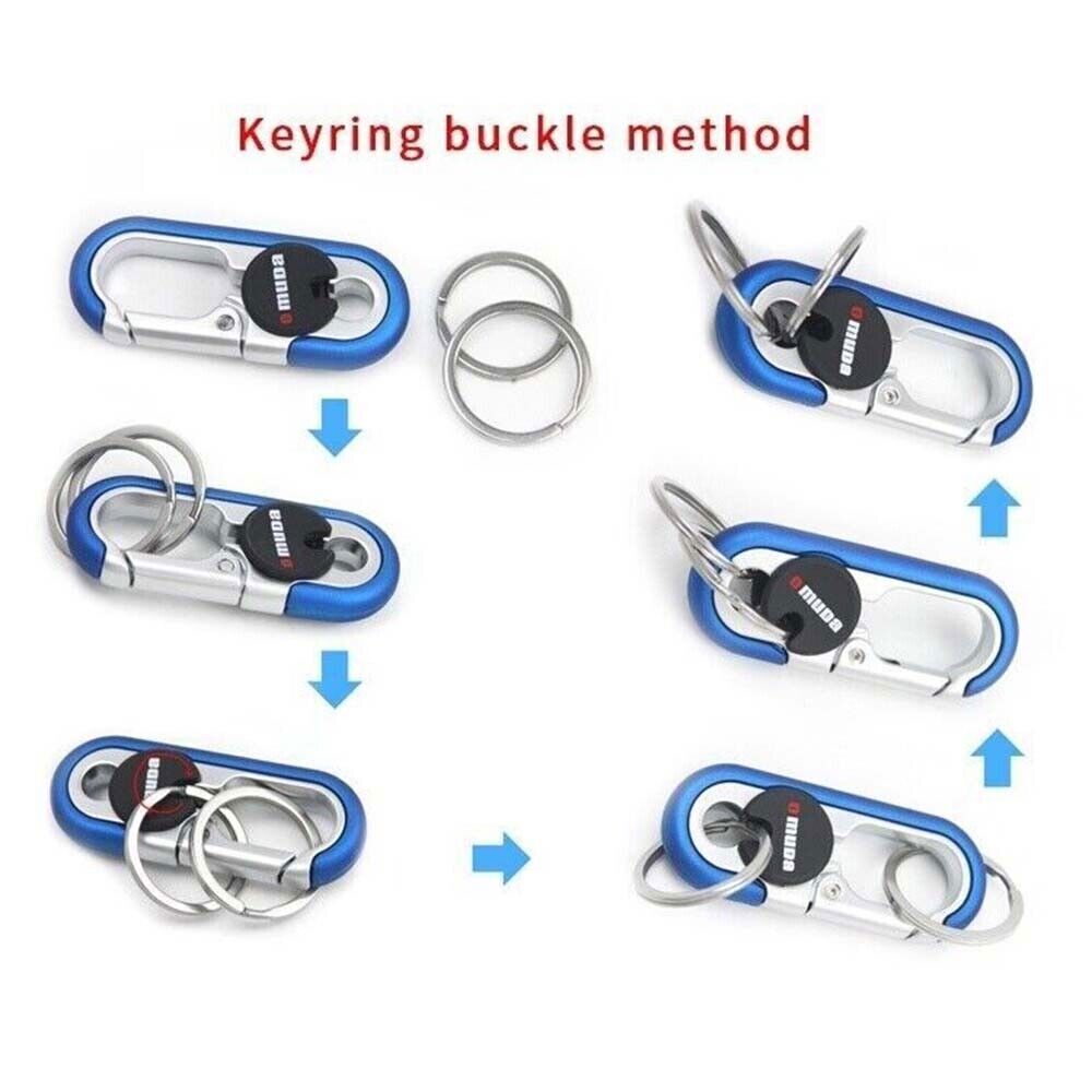 Men Belt Clip Ring Holder Detachable Stainless Steel Leather Key Chain Keyring eBay