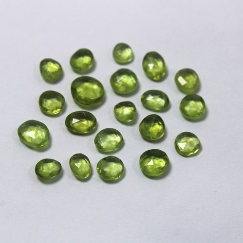 22.5 Carat 5x5.5-8x8.5 MM Natural Green Peridot Both Side Rose Cut 20 Piece Lot - Picture 10 of 17