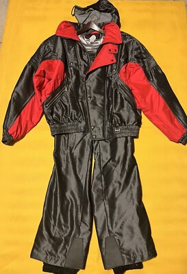 Men's VTG DESCENTE Ski Suit Gray Jacket Pants Ski Snowboarding Suit Size Large