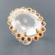 Natural 31ct. Rose Quartz Ring 925 Sterling Silver Size 8 /B-R2258