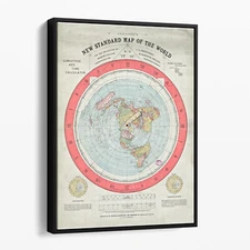 Flat Earth Map Alexander Gleason's New Standard Map Canvas Wall Art Print