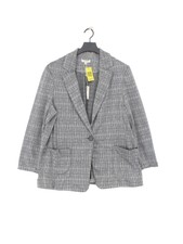 Max Studio Women's Blazer L Grey Geometric Polyester With Spandex Overcoat