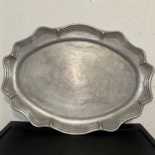 Bon Chef Large Queen Anne Oval Serving Platter Aluminum/Pewter