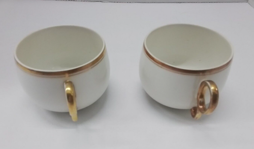 Antique Bawo & Dotter Elite Works Limoges Coffee Cup White Gold BWD60 PAIR - Picture 2 of 8