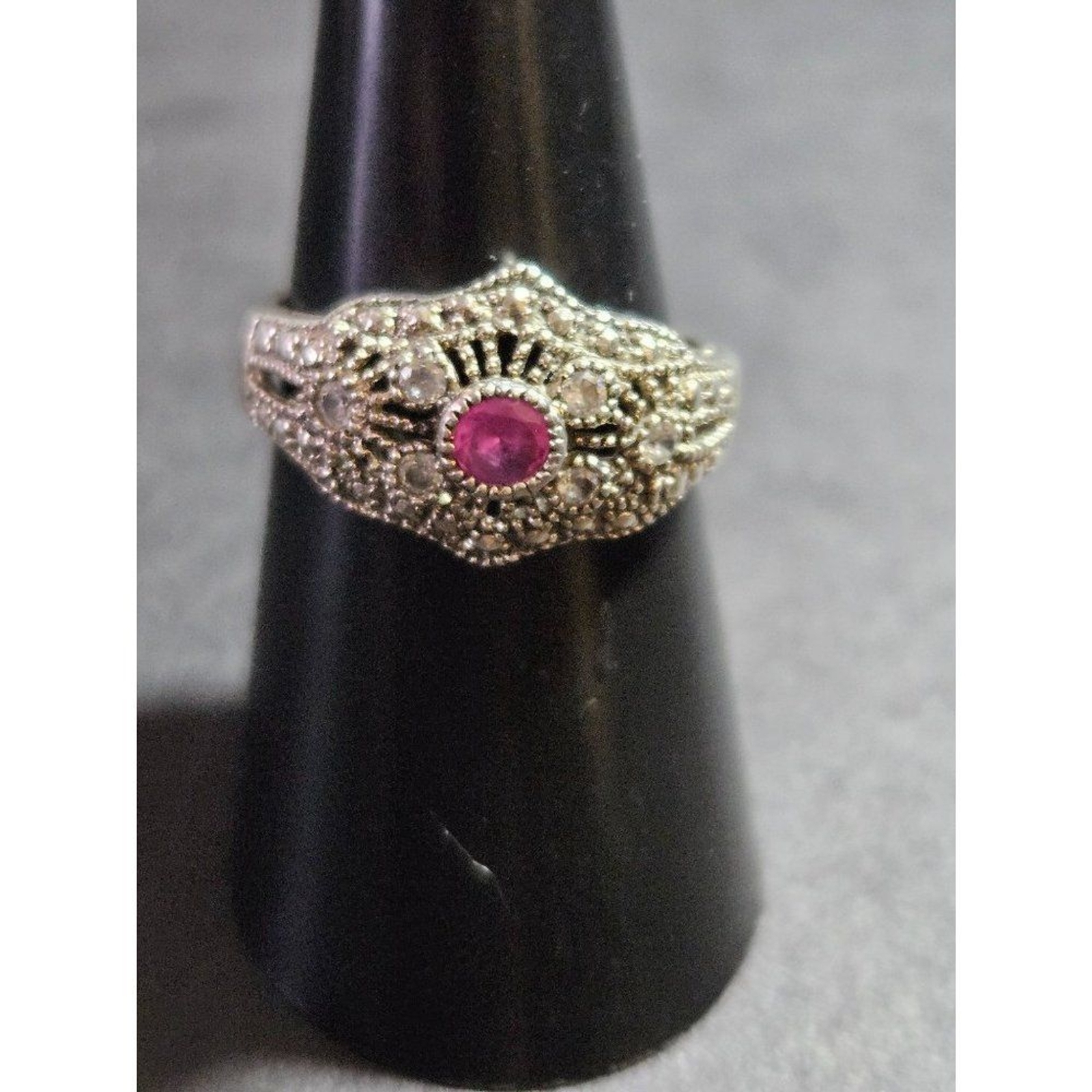 Vintage Avon sterling silver ruby ring - image 1
