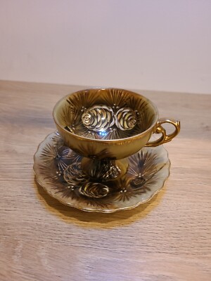 Princess China Hand Painted Pine Cones Tea Cup And Saucer   Japan