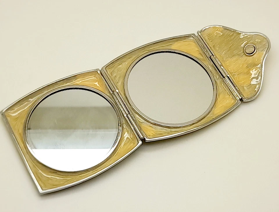 Elegant decorative dual Compact Purse Pocket Makeup Mirror ornaments ivory cream - Image 4 of 4