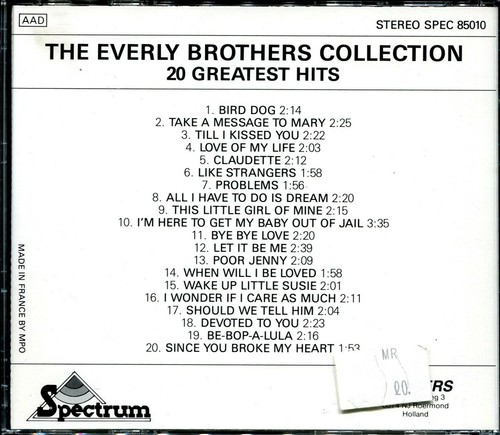 CD The Everly Brothers - 20 Greatest Hits - Bild 2 von 2