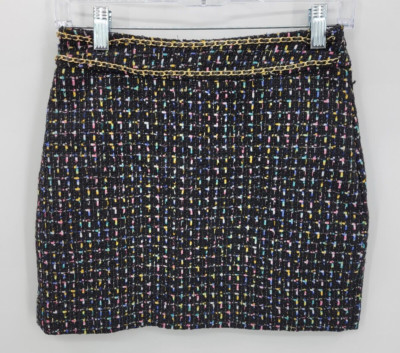 Endless Rose Skirt Womens Small Black Tweed Gold Chain Belt Old Money 90s Y2K