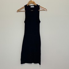 Kookai Black Basic Tank Mini Dress Size 34 RRP $120 Cotton Blend Stretch