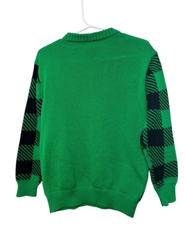 Disney Kids Mickey Mouse Christmas Sweater Youth XS 6-7 Santa Hat Green Black - Picture 3 of 3