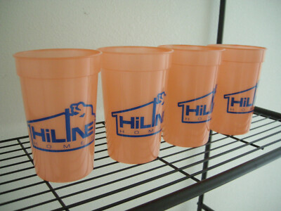 4 PLASTIC TUMBLERS 16 oz 2 Cups DRINKING GLASSES GOBLETS Change orange  shades! | eBay