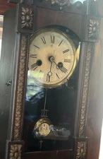 Antique German Music Box Wall Clock, Junghans