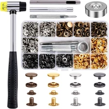 120 Set Snap Fasteners Kit for Leather 12Mm Metal Button Snaps Press Studs with