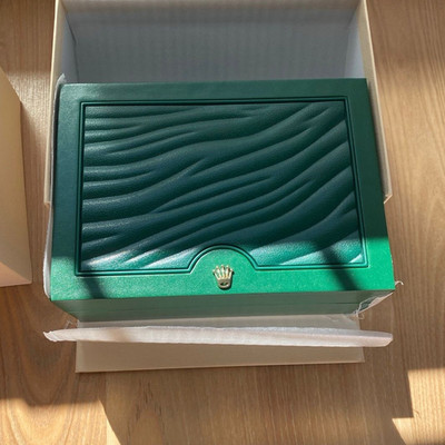 Rolex Aufbewahrungsbox/Uhrenbox für Uhren Grün/Beige mit Umkarton