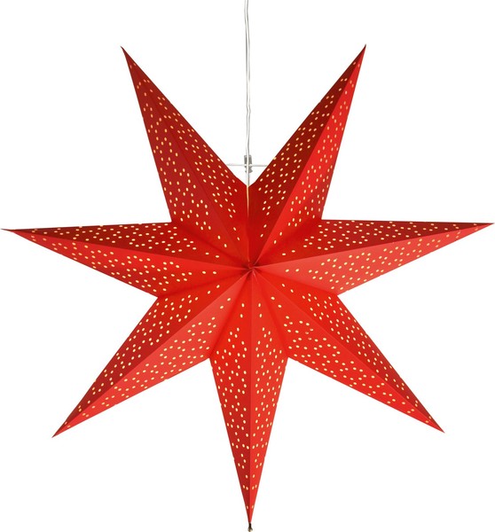 Led Weihnachtsstern Papier Rot Beleuchtet Fensterstern Weihnachtsdeko E14-image