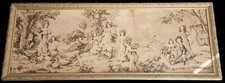 Framed French Tapestry Garden Scene With Geese 42 5/16 x 19 1/2