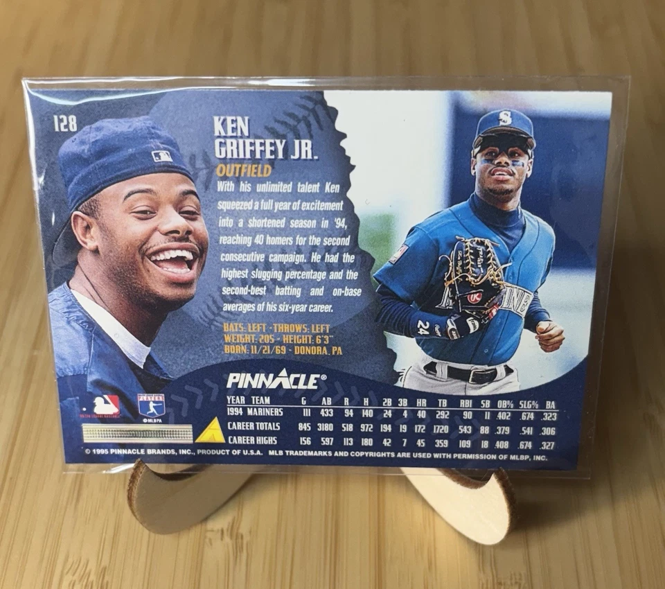 ¡Excepcional! Pinnacle Ken Griffey Jr #128 1995 ¡Como nuevo! Foto 2 de 3