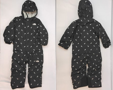 The North Face Full Body Snow Suit Toddler Size 3T Black Logo Used #J5997