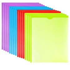 16 Packs Heavy Duty 3 Pockets Folders with Prongs Plastic Folders with Clear ...