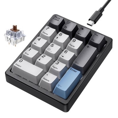 Kisnt KN17 Wired Mechanical Number Pad- 17 Keys Hot Swappable Numpad Black