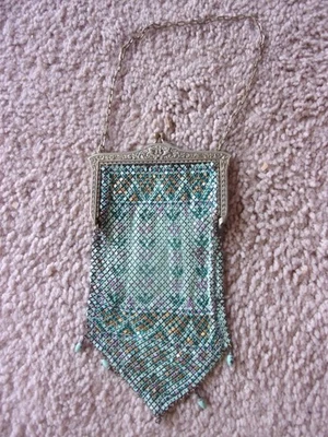 Antike signierte Mandalian MFG Co. Emaille Netz Geldbörse 20er Jahre Flapper Bag - Bild 1 von 4