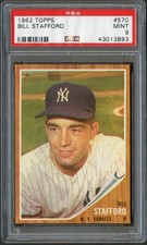 1962 Topps #570 Bill Stafford Yankees PSA 9 Mint 43013893 
