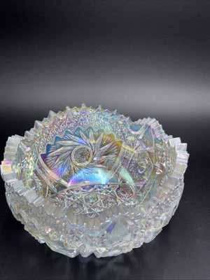 L E Smith Iridescent Comit In the Stars Bowl