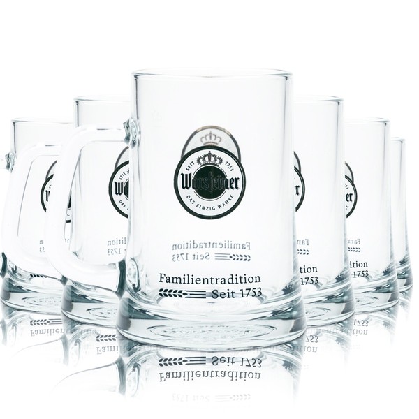 6X Warsteiner Bier Glas 0,5L Krug Party Seidel Henkel GläSer KrüGe Brauerei Beer-image