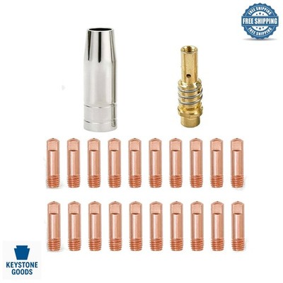 Mig Welding Gun Tips & Nozzle Set for Titanium & Vulcan Models, 22-Piece