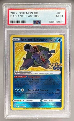 68499906 Radiant Blastoise 2022 Pokemon Sword & Shield Pokemon GO #018 PSA 9
