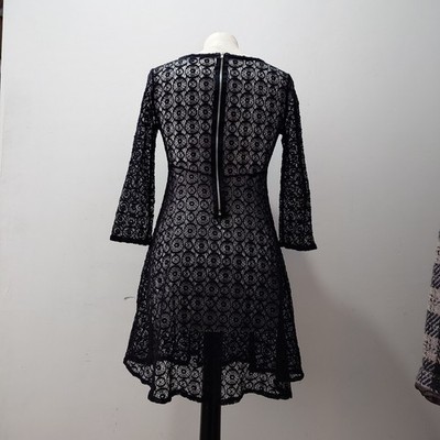 Black Lace Goth Style Mini Dress Long Sleeve Size 10