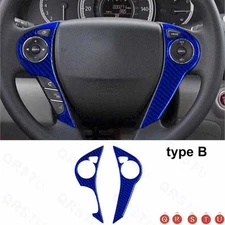 For Honda Accord 13-17 Type B Blue Carbon Fiber Steering Wheel Button Cover Trim