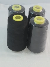 Lot of 4 Big Spools Black Color t27s/2 Sewing Thread /Cone 130 g